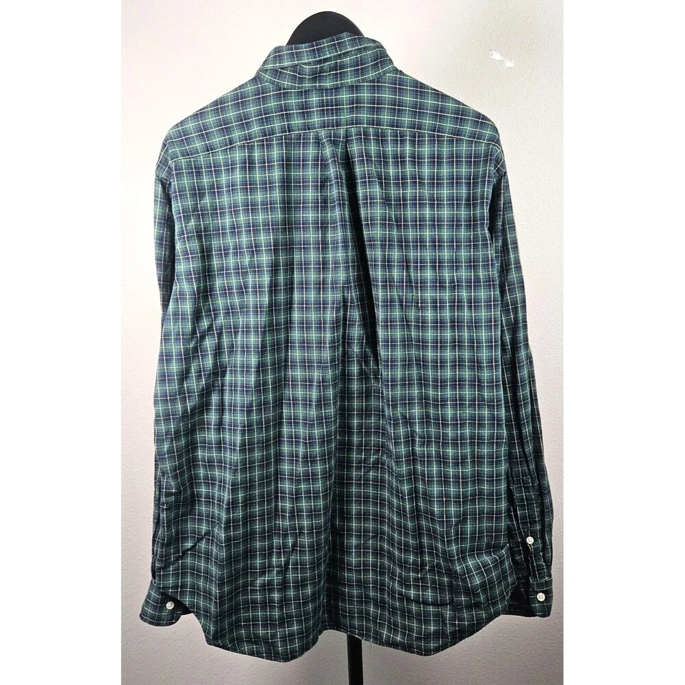 Polo Ralph Lauren Mens XL Classic Fit Plaid Oxford Shirt‎ Green Blue Cotton Prep
